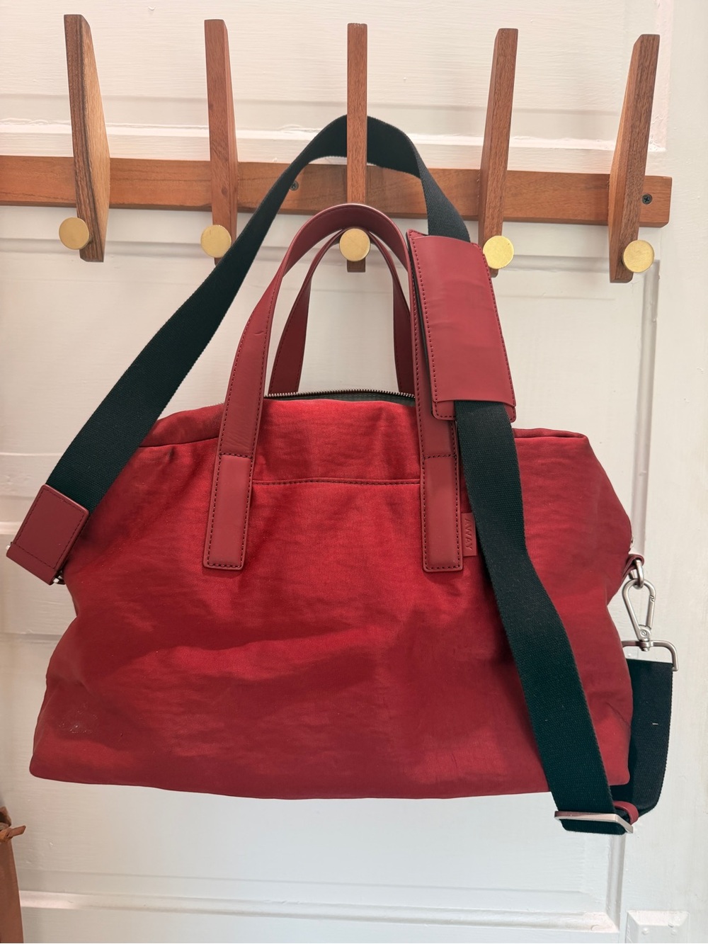Away Everywhere Duffle Bag, Red with Black Strap